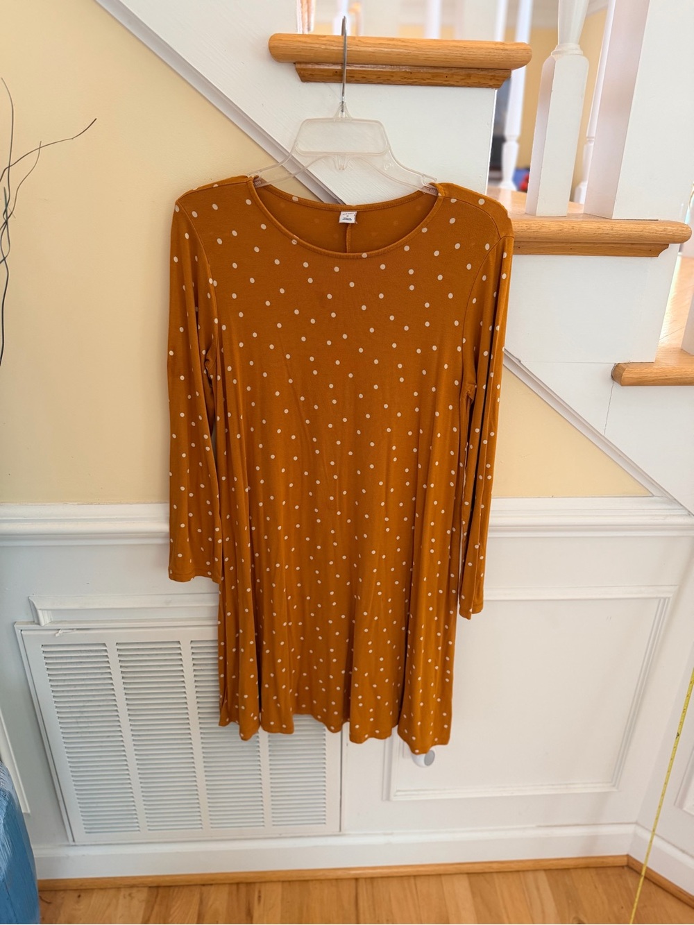 Ladies Size Medium Old Navy Mustard Yellow Polka Dot Dress GUC